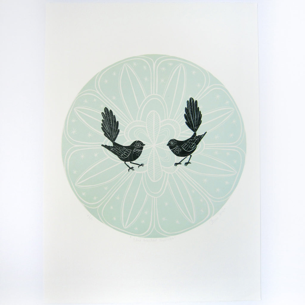 Blue Fantail Porohita by Annie Sandano